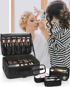 Large Makeup Bag with 3 Removable Pouches (Large / Black with 3 Clear Bags)
