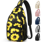 Crossbody Bags for Women Men Trendy Sling Bag Backpack Chest Bag (Large / Sunflower)