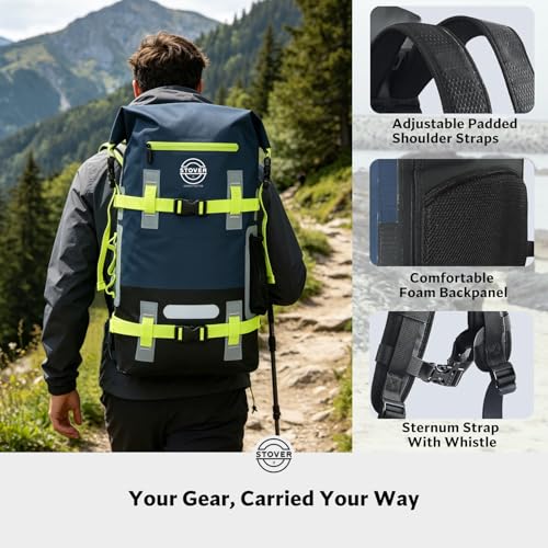 30L Waterproof Dry Backpack & Phone Case (Navy Blue/Black/Green / 30L)