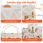 Canvas Laundry Bag with Handles & Drawstring 30"Wx35"H (Triangle Pattern L+ / L+ 30"Wx 35"H┃1 Pack)