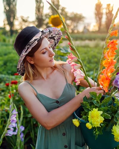 Womens Sun Hats Wide Brim Reversible Bucket Cotton Hat Packable Summer Travel Cap with Hat Clip (Medium / Black)