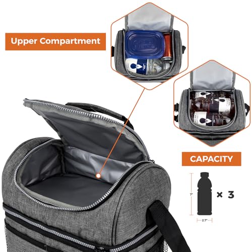 Insulated Lunch Bag for Men Women (Heather Gray)