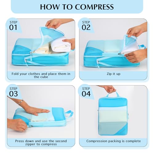 Compression Packing Cubes for Travel (10 Mesh/Bule / 10 Set)