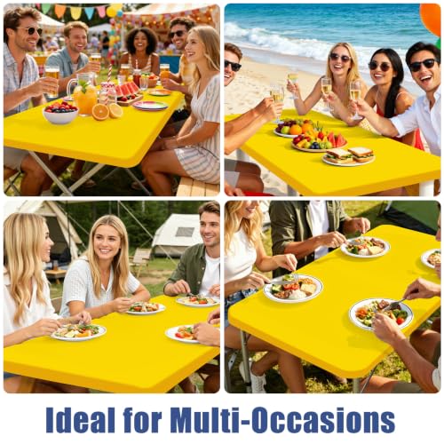2 Pack Rectangle Spandex Fitted Table Cloth (Yellow / 48" x 24" (Rectangular))