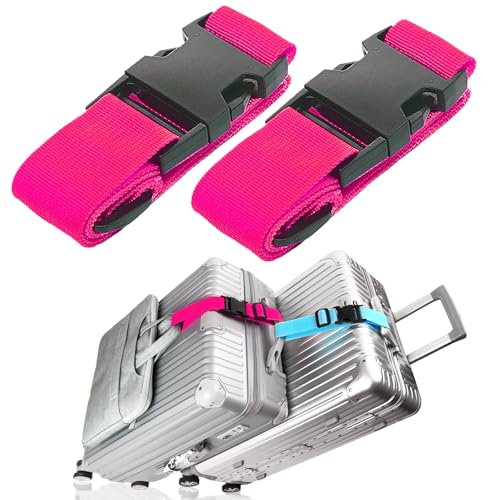 Luggage Straps Travel Belt Multiple Suitcases Connector (2Pcs Rose / 45 In Connect)