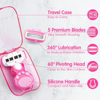 Travel Razors for Women Include 1 Handle 2 Cartridges (Pink)