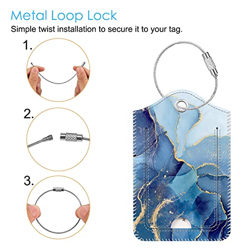 Luggage Tags Privacy Cover ID Label for Travel Bag Suitcase (Ocean Marble)