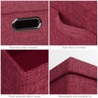 Storage Bins with Lids Fabric Closet Organizers Cubes Office Organization (Bright Red / Large -3 Pack)