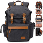 Black Canvas Camera Backpack (Black Canvas / Canvas Bag Flap)