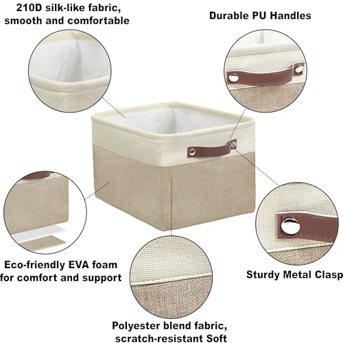 15" x 11" Large Fabric Storage Bin (Beige / Large - 15" x 11" x 9.5")