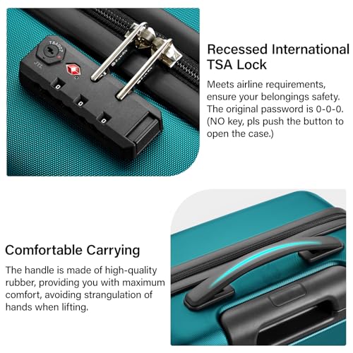 3 Piece Hard Shell Luggage Sets with Spinner Wheels Lightweight Large Suitcase for Women Men Travel Carry On Luggage 20 (Caribbean Blue / 20/24/28 Inch)
