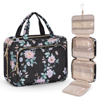 Toiletry Bag for Women (Large / Minimalist / Black+Pink)