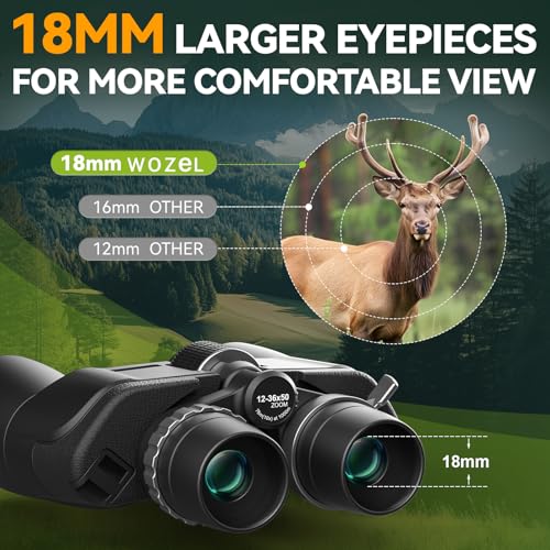12 36X50 High Powered Zoom Binoculars for Adults (black)
