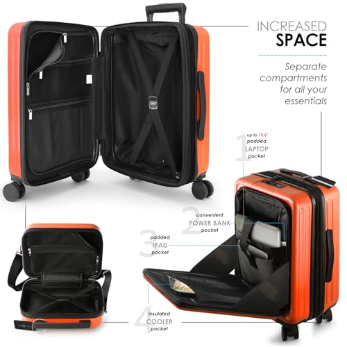 20 Inch Carry On Luggage 22x14x9 Airline Approved Suitcase (Carry-on 20 Inch / Orange)