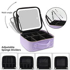 Travel Makeup Bag with Lighted Mirror (Purple / Integrated)