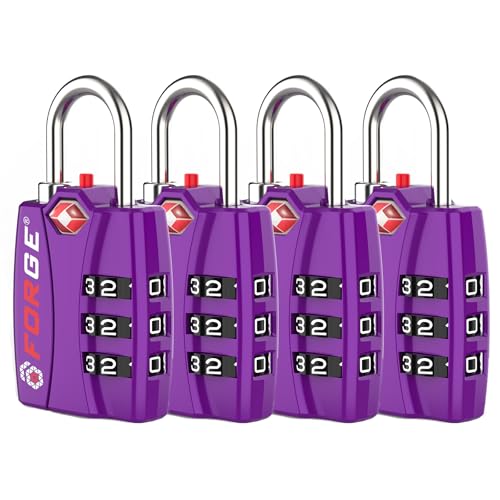Open Alert TSA Approved Luggage Locks (Purple 4PK)