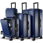 4 Piece Luggage Sets with Spinner Wheels (4 Piece Set (20/24/28) / Navy)