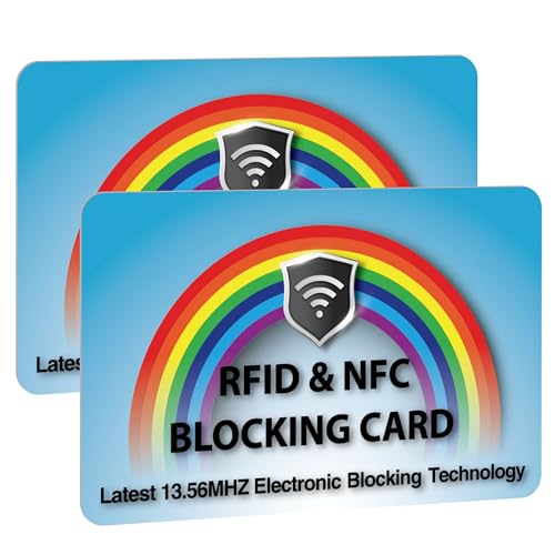 2 Pack RFID Blocking Card for Credit Debit ID Card (Rainbow)