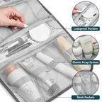 Hanging Toiletry Bag for Women Men Foldable Travel Organizer Floral (Grey Floral)
