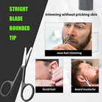Facial Hair Small Grooming Scissors For Men Women (2PCS - Without Cover / Black)