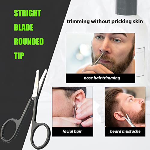 Facial Hair Small Grooming Scissors For Men Women (2PCS - Without Cover / Black)