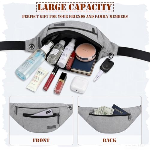 Crossbody Bags for Women Men Travel Essentials Fanny Pack Belt Bag (Grey / Large)