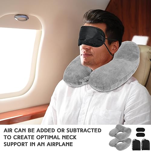 2 Inflatable Neck Pillow Airplane Travel (Gray)