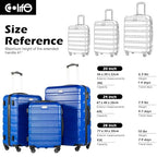 Luggage Set 3 Piece Lightweight Durable Hardshell (Blue)