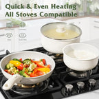 18Pcs Pots and Pans Set Non Stick (White / 17 Pieces)