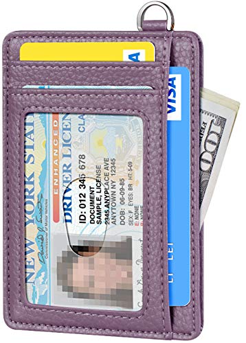 Slim Minimalist Wallet RFID Credit Card Holder for Men (small / Litchi Lavender)