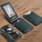 Men Leather Wallet for AirTag (Dark Green8618)