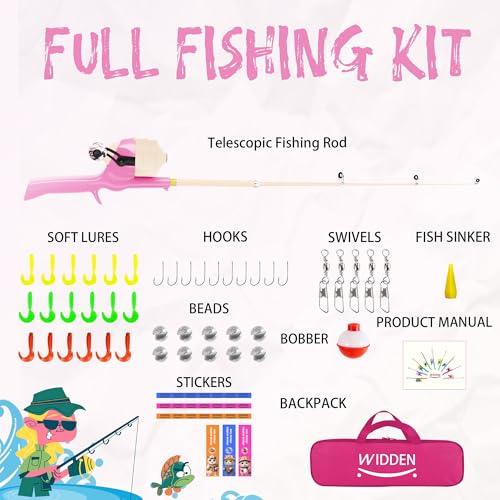 Kids Fishing Pole (Marshmallow Pink & Peach Cream)