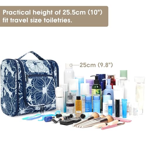 Large Hanging Travel Toiletry Bag for Women (B-Blue Lotus / Large)