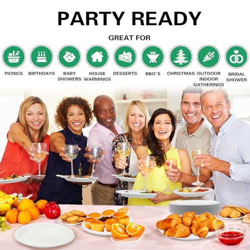 50 Pcs 10 Inch White Plastic Plates (White / 50 Pcs)