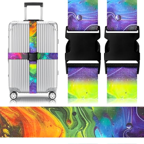 Luggage Straps for Suitcases Adjustable Travel Belt (Purple green)