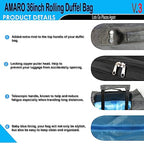 36 Inch Rolling Duffle Bag with Wheels (X-Large)