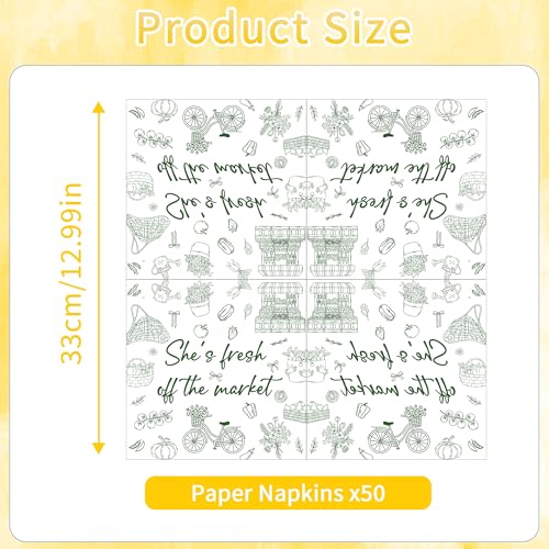50Pcs She's Fresh off The Market Bridal Shower Napkins (Green)