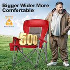 Oversized Camping Chairs High Back Heavy Duty Lawn Chair 500LBS (Red / Single Pack)