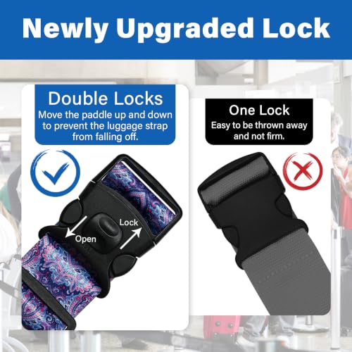 Luggage Straps for Suitcases (Purple Print)