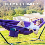 Double Hammock with Stand for Outside (Purple)