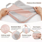 10 Set Compression Packing Cubes for Travel Gifts Mom Women (Beige)