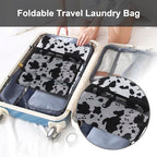 Laundry Backpack Portable Travel Laundry Bags with Straps and Mesh Pocket (Cow Print / 2 Pack)