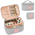 Personalized Initial Makeup Bag for Women Teen Girls (Black)