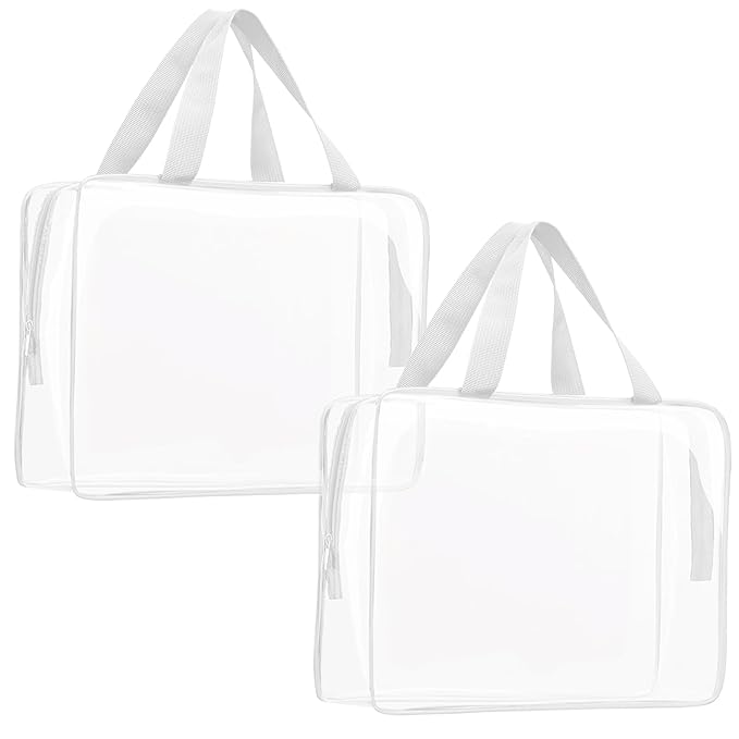 2Pcs Crystal Clear PVC Travel Toiletry Bag Kit by ROYBENS