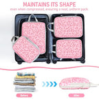 6 Set Compression Packing Cubes (Pink Leopard-6pcs / Set of 6)