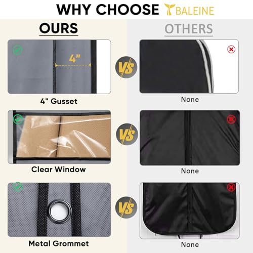 2PK Garment Bags for Hanging Clothes (Grey / 60" 2PK)