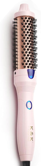 K&K 1.25 Inch Tourmaline Ionic Hot Brush Hair Curler for Loose & Volume Curls, Long Hair Heated Styler, Dual Voltage