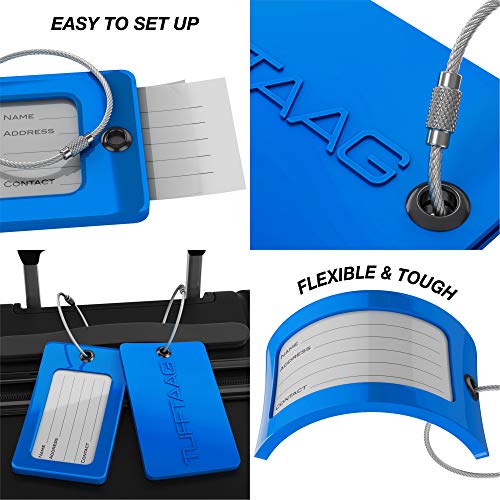 Luggage Tags Business Card Holder by TUFFTAAG (Blue 2pk / 2 Pack)