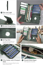 Top Grain Leather Travel Passport Wallet Holder for Man & Woman (For 4 Passports-Snap Button Style / For AirTag-Matte Dark Green)