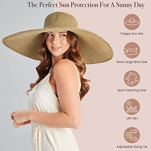 San Diego Hat Company UBX2535 Ultrabraid XL Brim Sun Hat Multi Brown One Size (One Size / Multi Brown- With Gold Lurex)